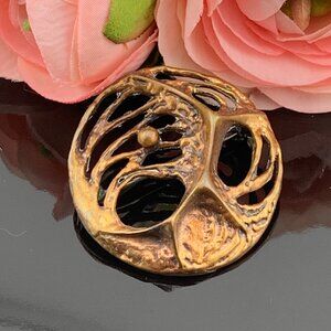 Spiderweb Karl Laine Bronze Modernist Brutalist Brooch Pin Finland Vtg 70's J551